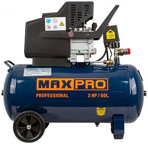 MAX-PRO Компрессор воздушный 1500 Вт; 2л.с.; 206л/мин; 50л; 8,1/8,0бар; 2800об/мин; резиновый кабель; 27 кг; кор.