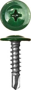 Саморезы ПШМ-С со сверлом для листового металла, 16 х 4.2 мм, 500 шт, RAL-6005 зеленый насыщенный, ЗУБР 300211-42-016-6005